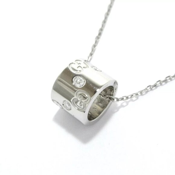 Auth GUCCI Icon Wide - 18K White Gold Diamond Necklace - Picture 6 of 8
